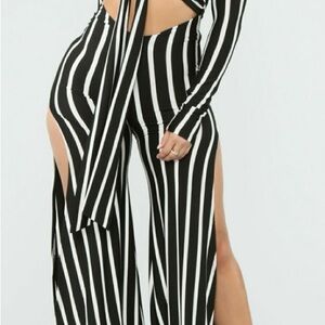 Split leg Halter Tie Jumpsuit
